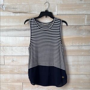 Michael Kors Striped Navy and White Sleeveless Top Size M